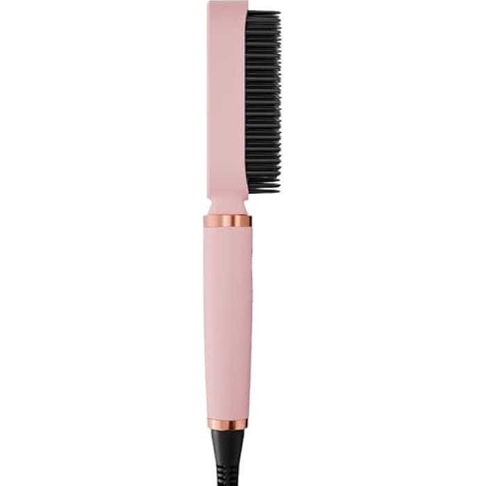 CH&BE Smooth Brush 2-in-1 Hair Straightening Brush, Pink with Rose Gold Accents, LCD Display, 5 Temperature Settings 250-450°F, Anti-Scald Design, Auto Shut-off - Image 2